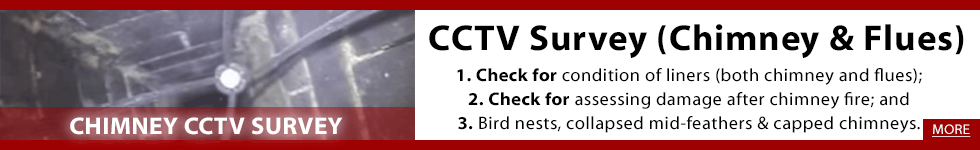 We offer a Chimney CCTV Survey and Chimney Inspection for your chimney and flue. CCTV Surveys can be used for 1. Check for condition of liners (both chimney and flues); 2. Check for assessing damage after chimney fire; and 3. Check for birds nests, collapsed mid-feathers & capped chimneys. We offer our CCTV Survey in Clare and Limerick including including Ennis and Limerick City.